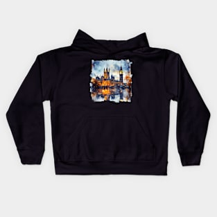 London Landmarks Night Scenery UK Historical Buildings Kids Hoodie